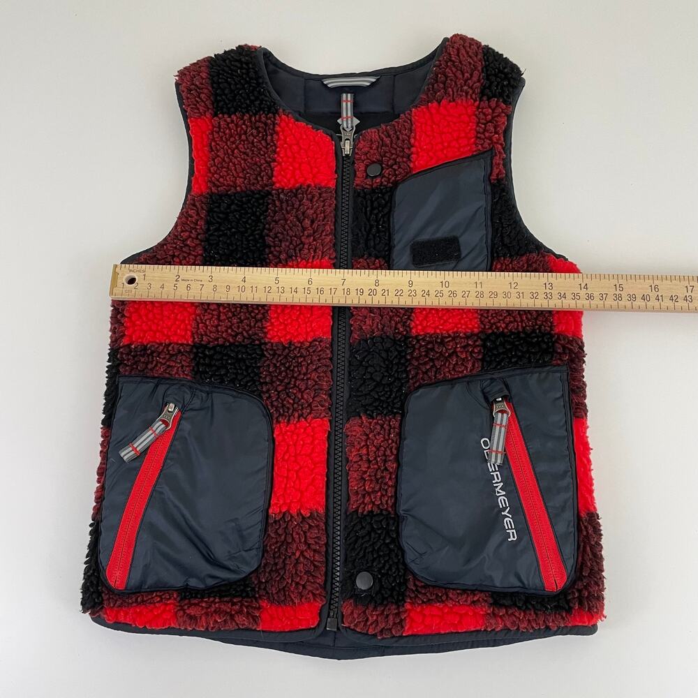 Obermeyer Vest Kid's Size 6 Red Black Plaid Sherpa Full Zip Outdoor Ski Children - Picture 3 of 9